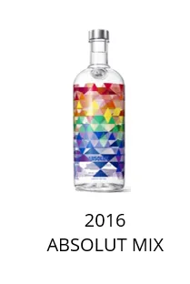 Botella Absolut con patrón geométrico de triángulos de colores, edición «2016 Absolut Mix»
