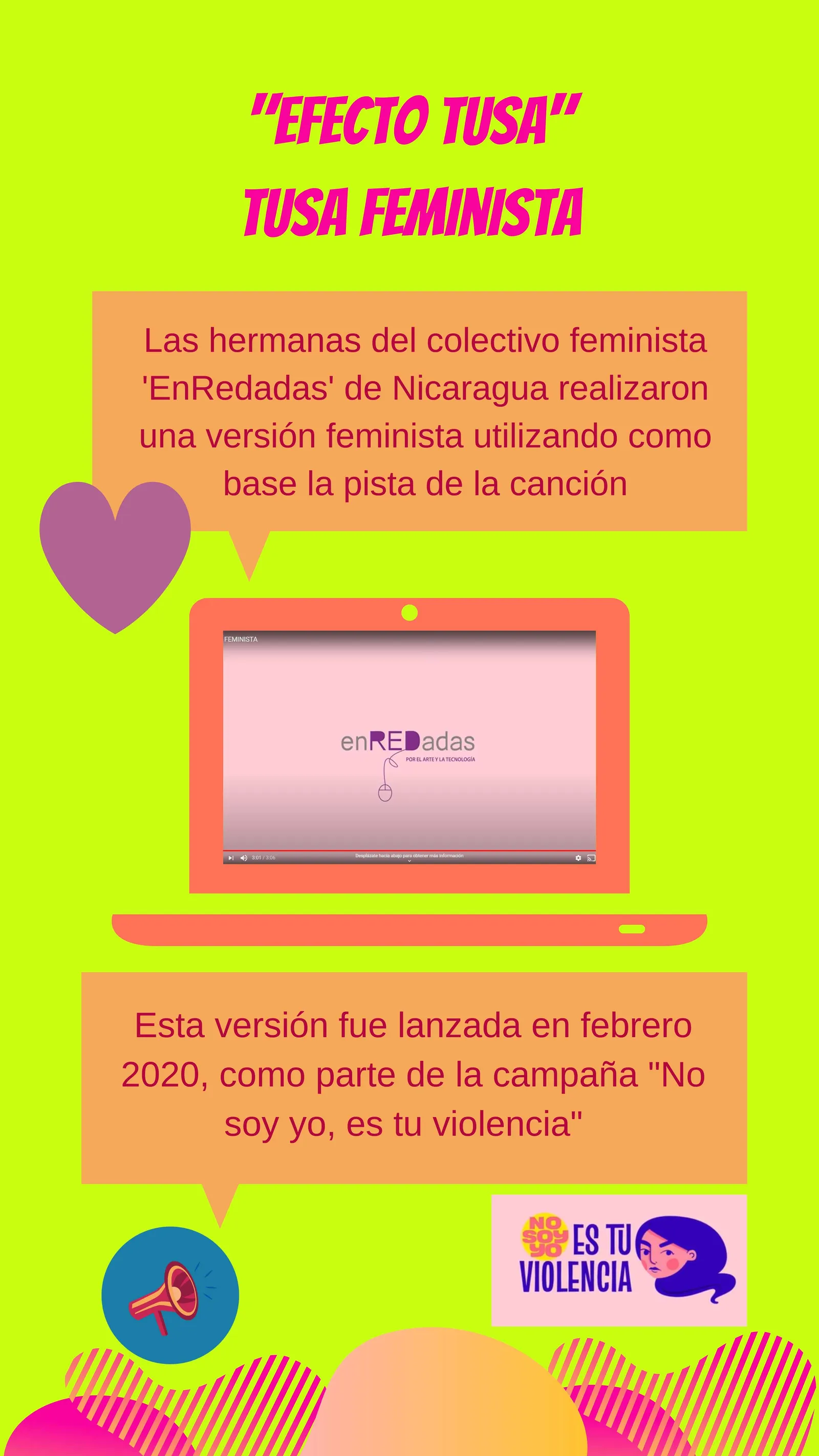 Infografía «Efecto Tusa, Tusa feminista» sobre la versión feminista del colectivo «EnRedadas» de Nicaragua