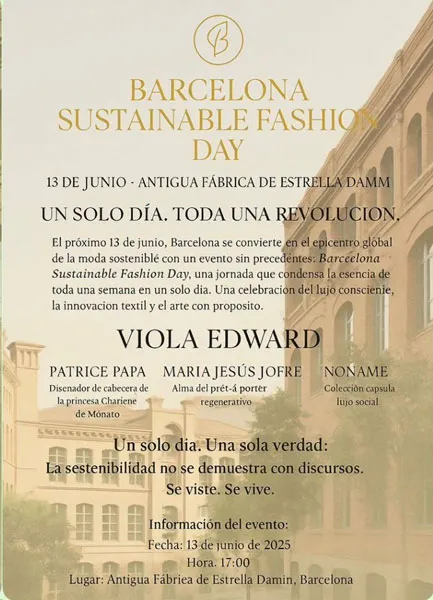 Invitación «Barcelona Sustainable Fashion Day», 13 de junio, con el lema «Un solo día. Toda una revolución»
