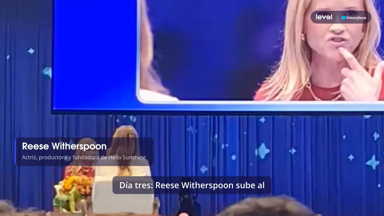 Reese Witherspoon en el escenario principal de Dreamforce 2026, en el Moscone Center de San Francisco.